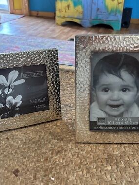 Expressions Silver Hammered Metal Picture Frame - Set of 2